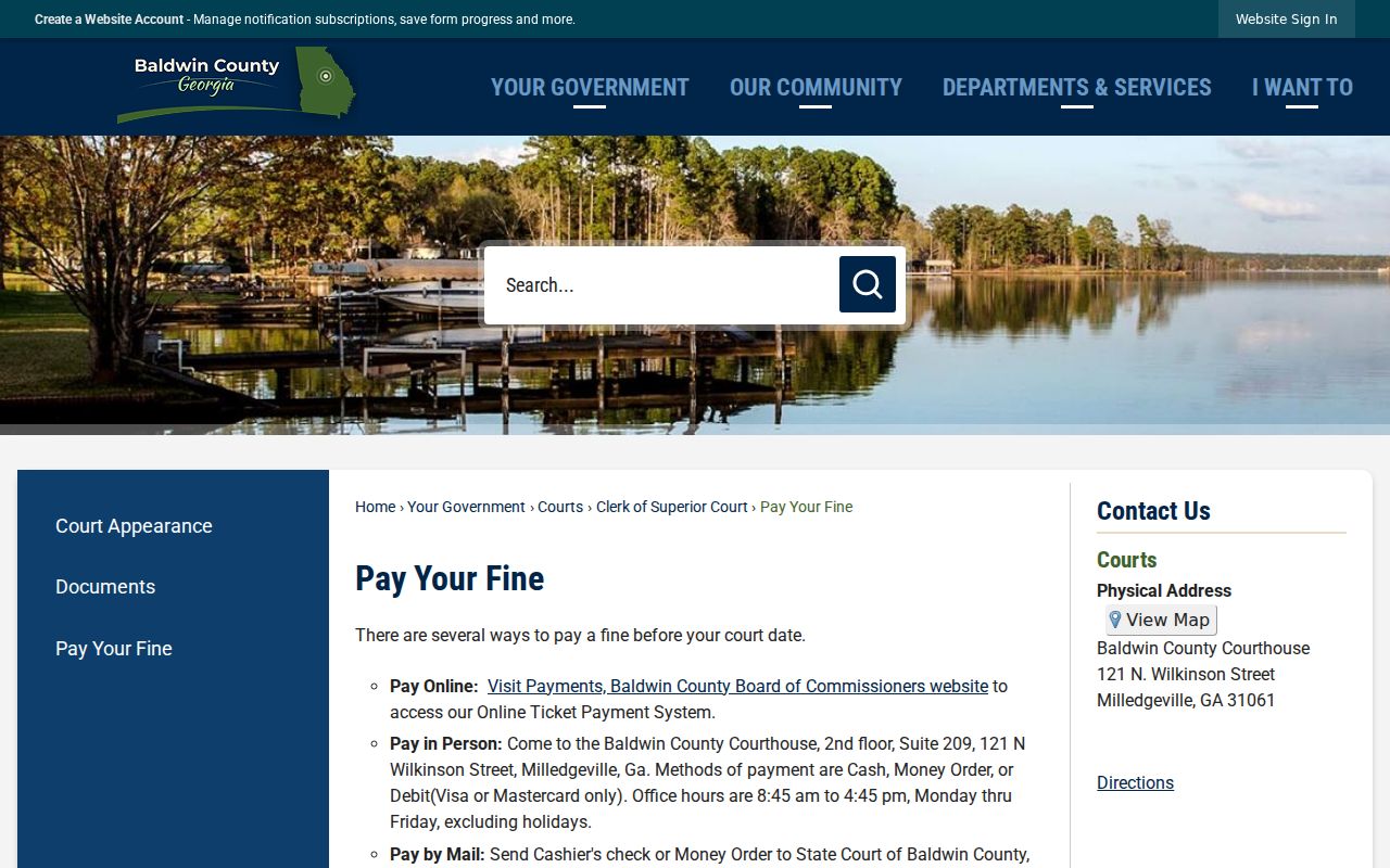 Baldwin State Court official Tyler and fine payment instructions