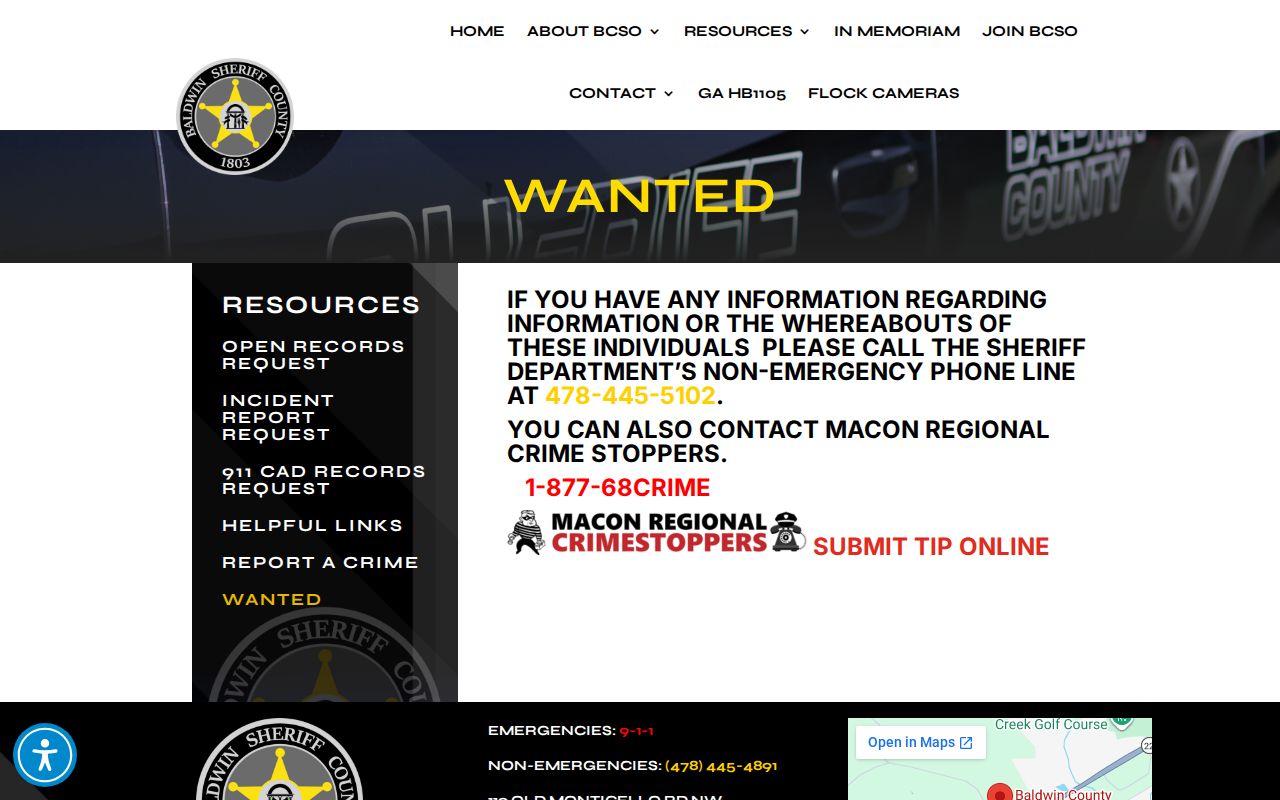 Baldwin County most wanted program header without people or mugshots