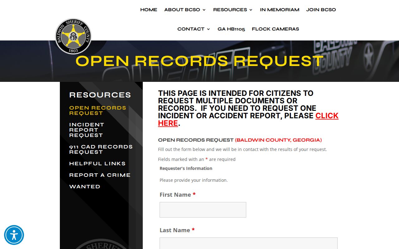 Baldwin County warrant lookup open records form
