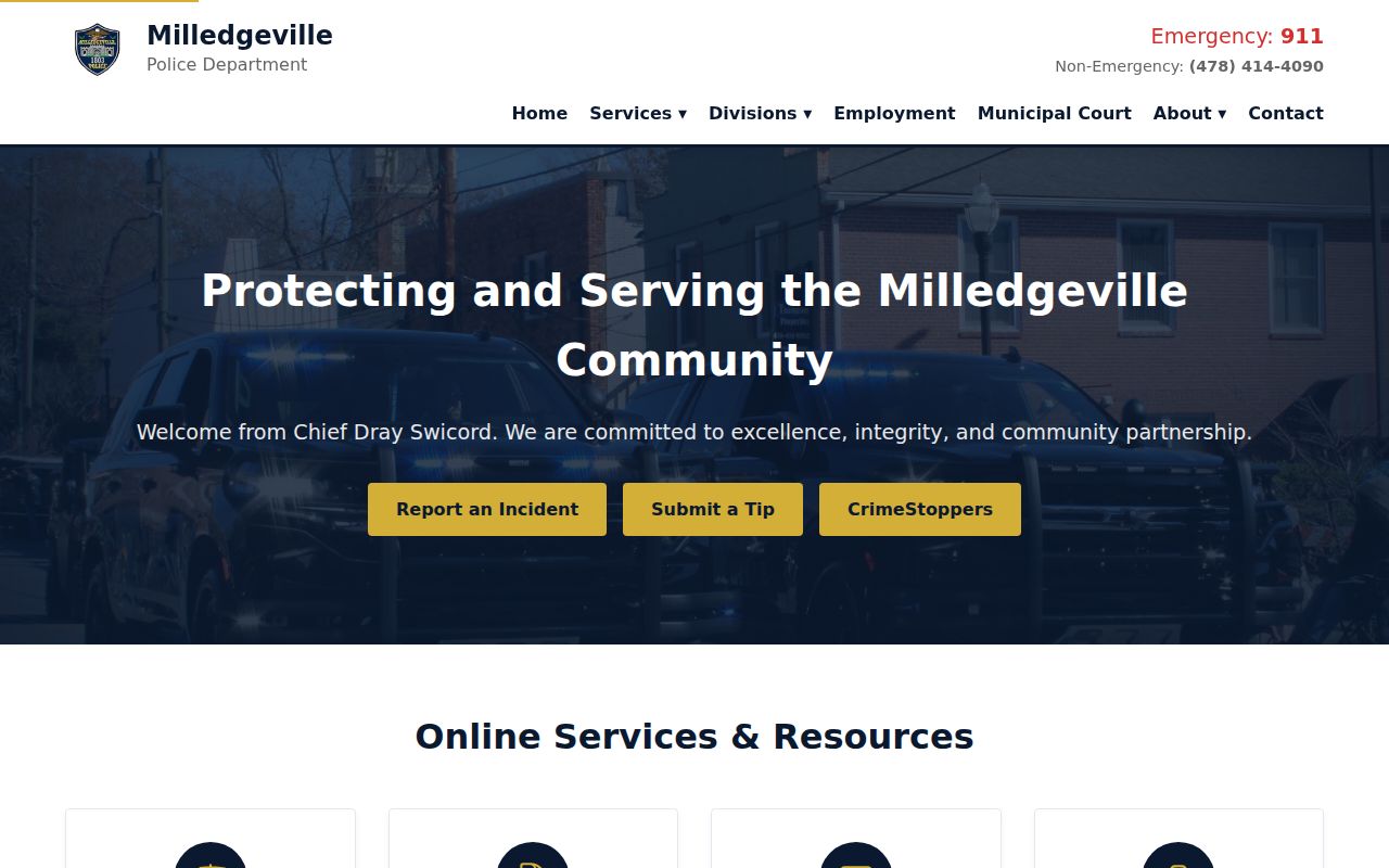 Milledgeville warrant search police department page