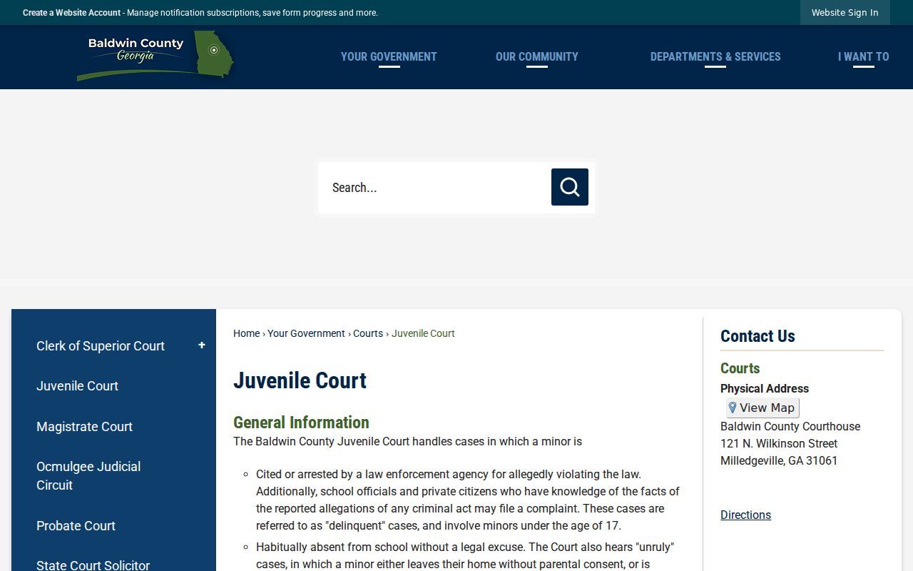 Official Baldwin Juvenile Court jurisdiction information